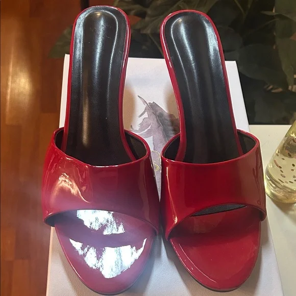 Shiny Red Mules by Lvzujiong(size 11) - Picture 1 of 6